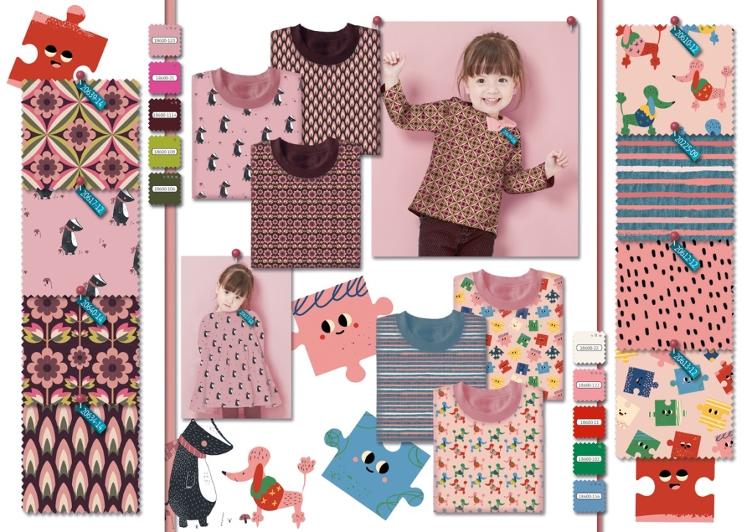 Jersey Streifen petrol rosa - 0