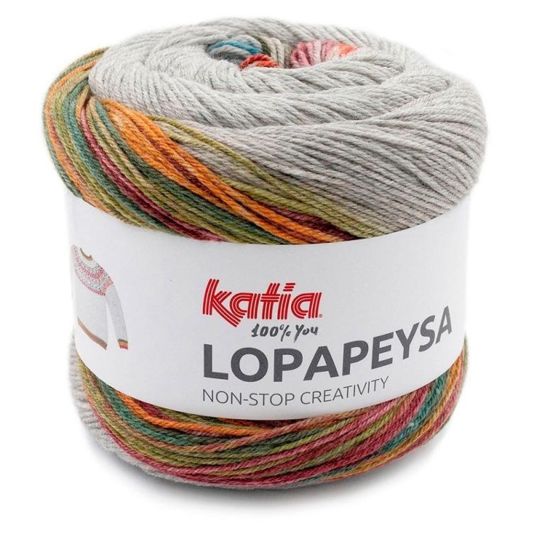 katia Lopapeysa 203 grün/rot/orange/blau