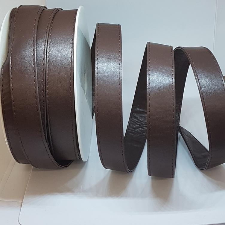 Kunstleder Gurtband 25mm dunkelbraun 056