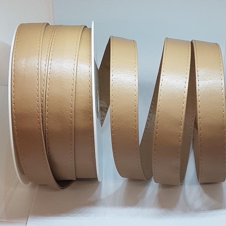 Kunstleder Gurtband 25mm hellbraun