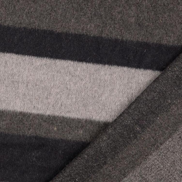 Mantelstoff gestreift schwarz grau - 1