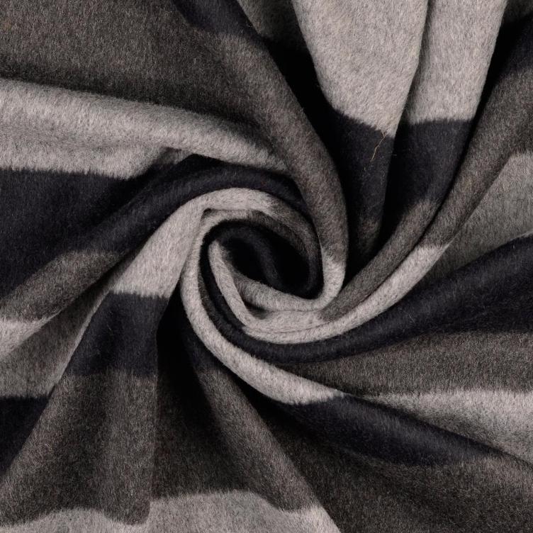 Mantelstoff gestreift schwarz grau - 0