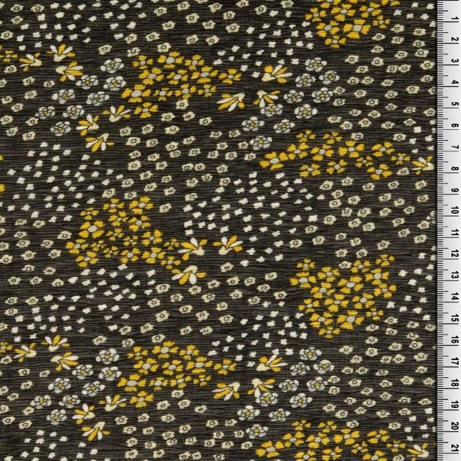 Plissee Chiffon Blümchen dunkelblau