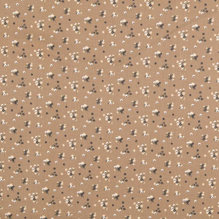 Popeline Blümchen braun