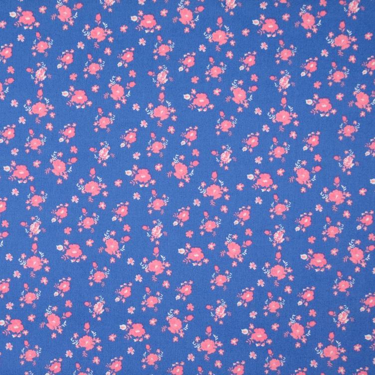 Popeline Blümchen rosa blau