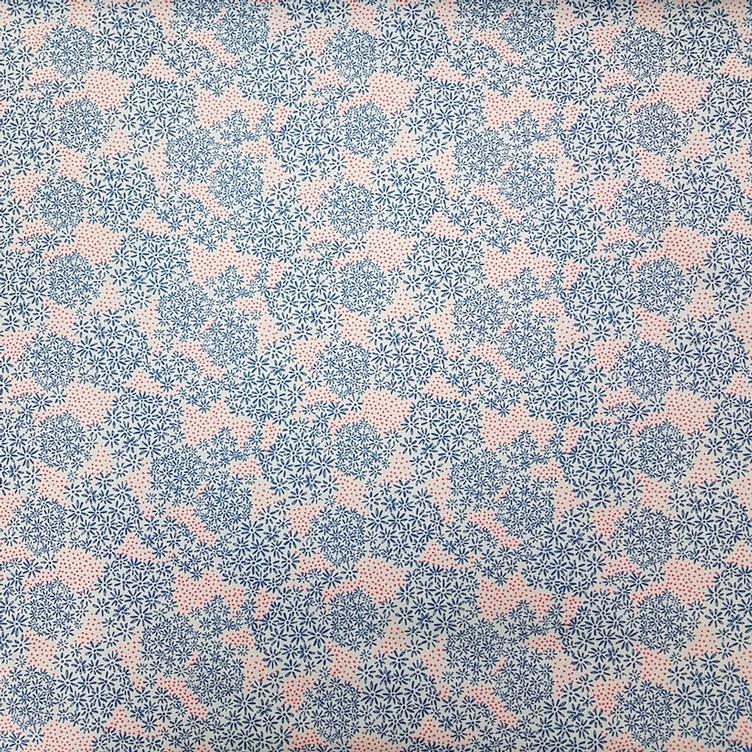 Popeline Blumen und Punkte blau/rot