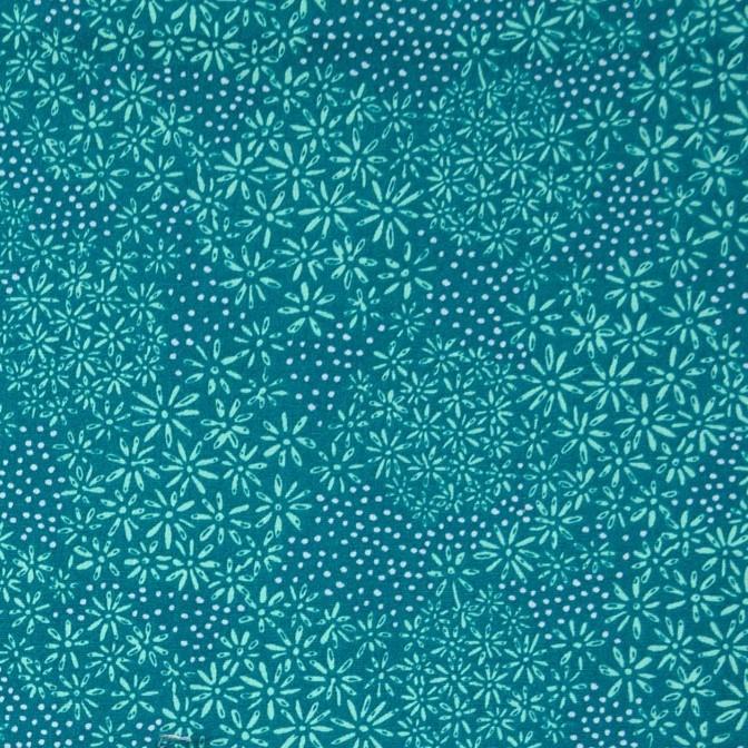 Popeline Blumen und Punkte petrol/türkis