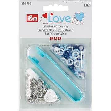 Prym Love Jersey Druckknöpfe 8mm weiss/blau/rosa