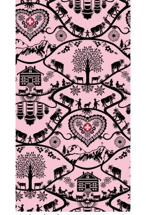 Scherenschnitt Baumwolle rosa/schwarz