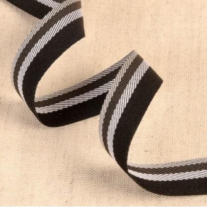 Sergeband gestreift 15mm schwarz