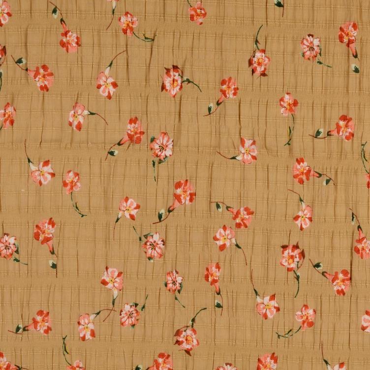 Slub Voile Blumen beige