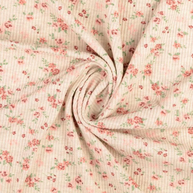 Strickjersey Blumen peach