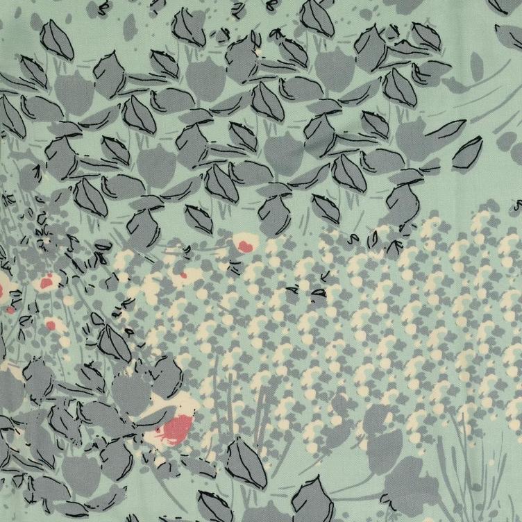 Viscose Blumen mit Streifen mint
