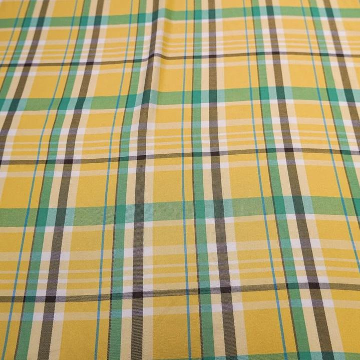 Viscose Karo gelb grün braun