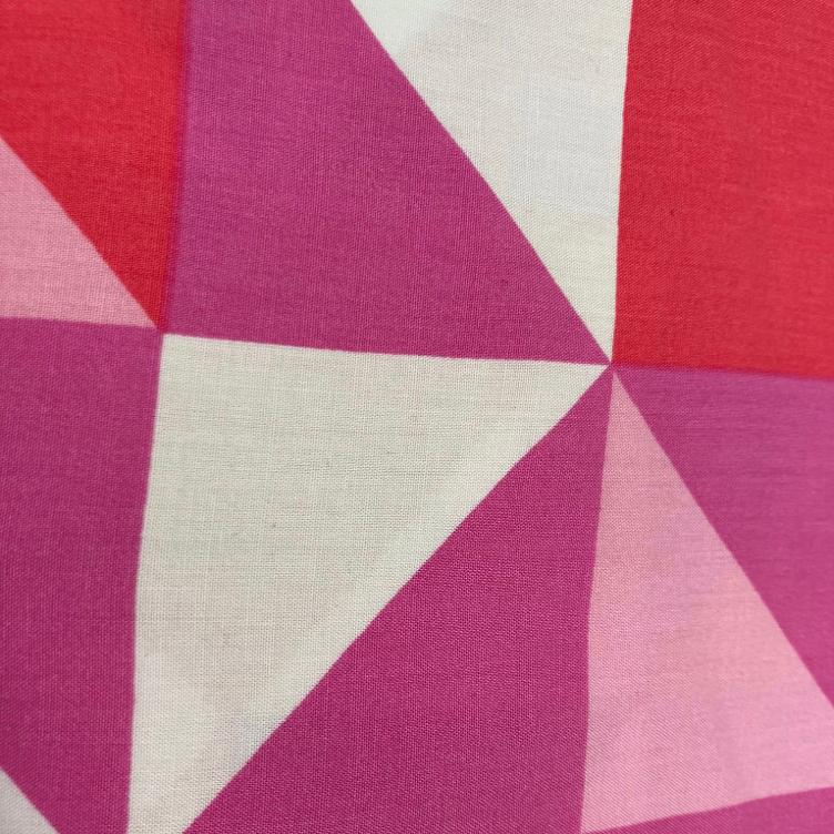 Viscose Popeline geometrisches Muster pink