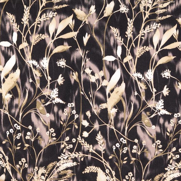 Viskose-Twill Black-Beige