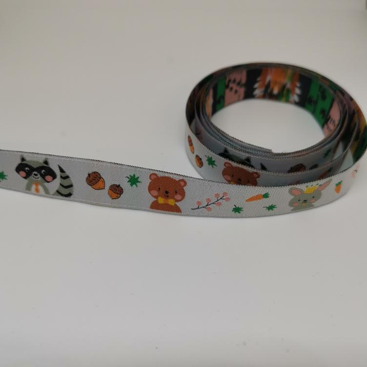 Webband Waldtiere grau 16mm
